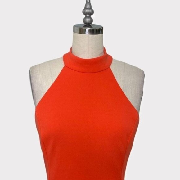 Lulu’s Mini Halter Bodycon Dress Red Orange Large - Picture 5 of 12